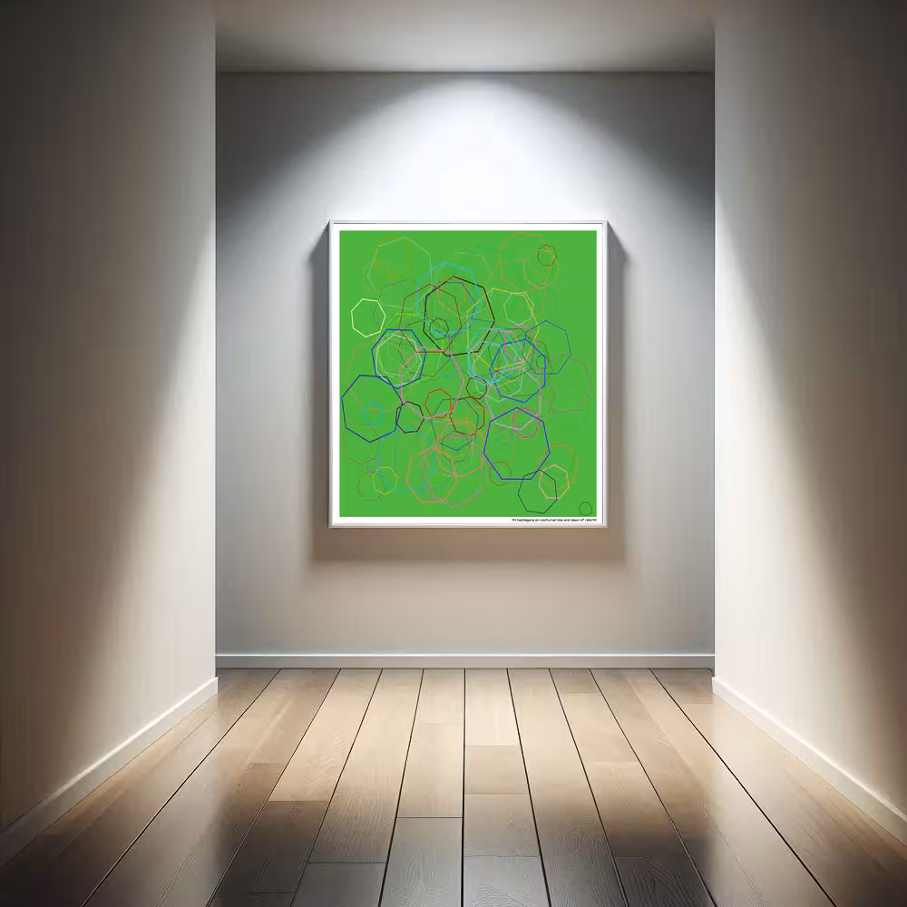 114 heptagons on nocturnal lime and dawn of rebirth in room setting