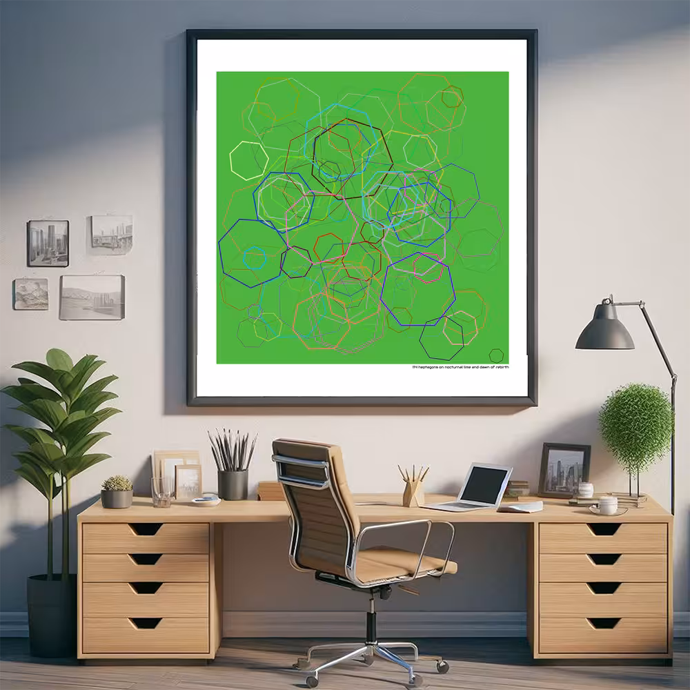 114 heptagons on nocturnal lime and dawn of rebirth in room setting
