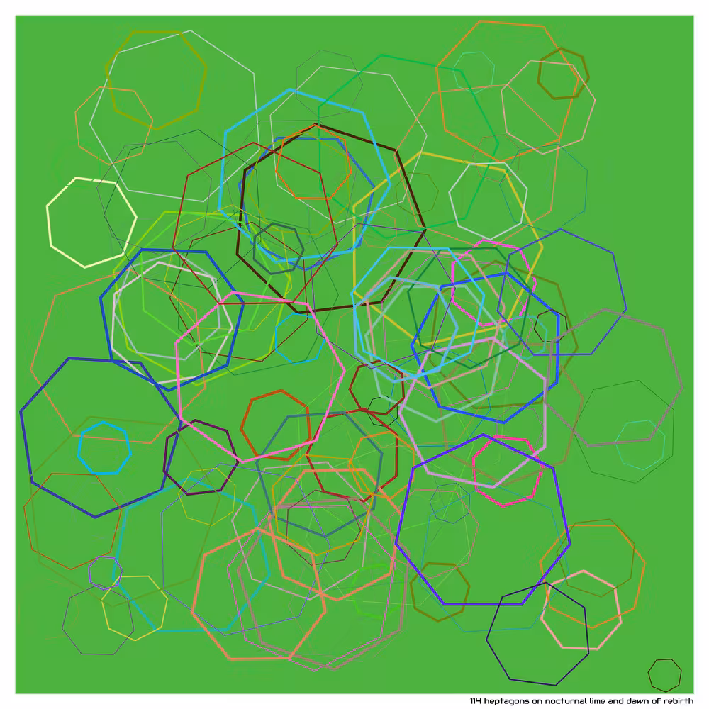 114 heptagons on nocturnal lime and dawn of rebirth
