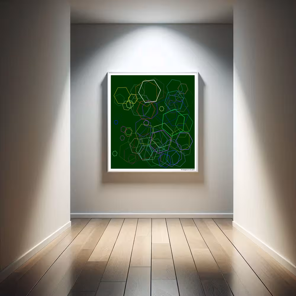 79 hexagons on lime gleam in room setting
