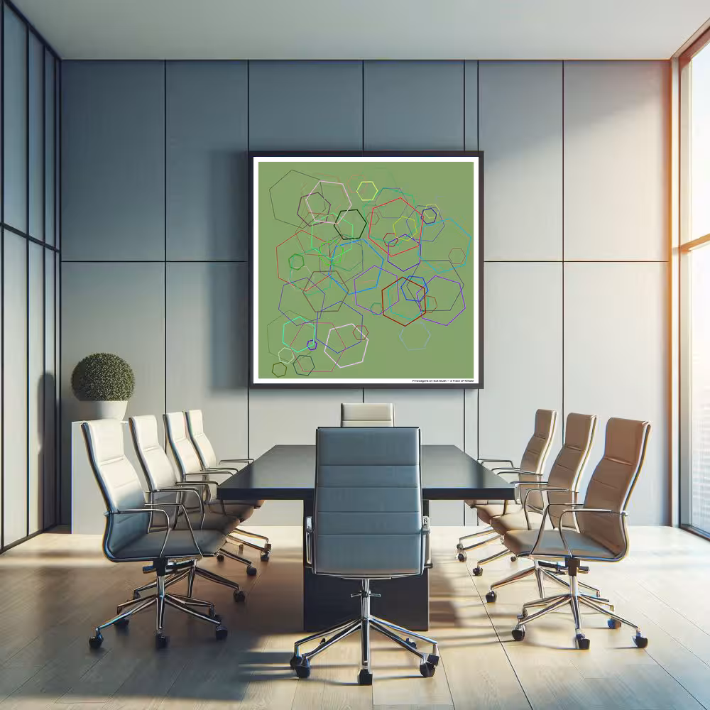 71 hexagons on dull blush — a trace of temple in room setting