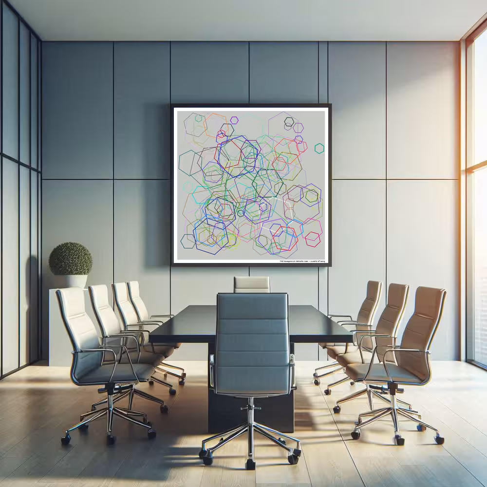 146 hexagons on delicate rose — a waltz of song in room setting