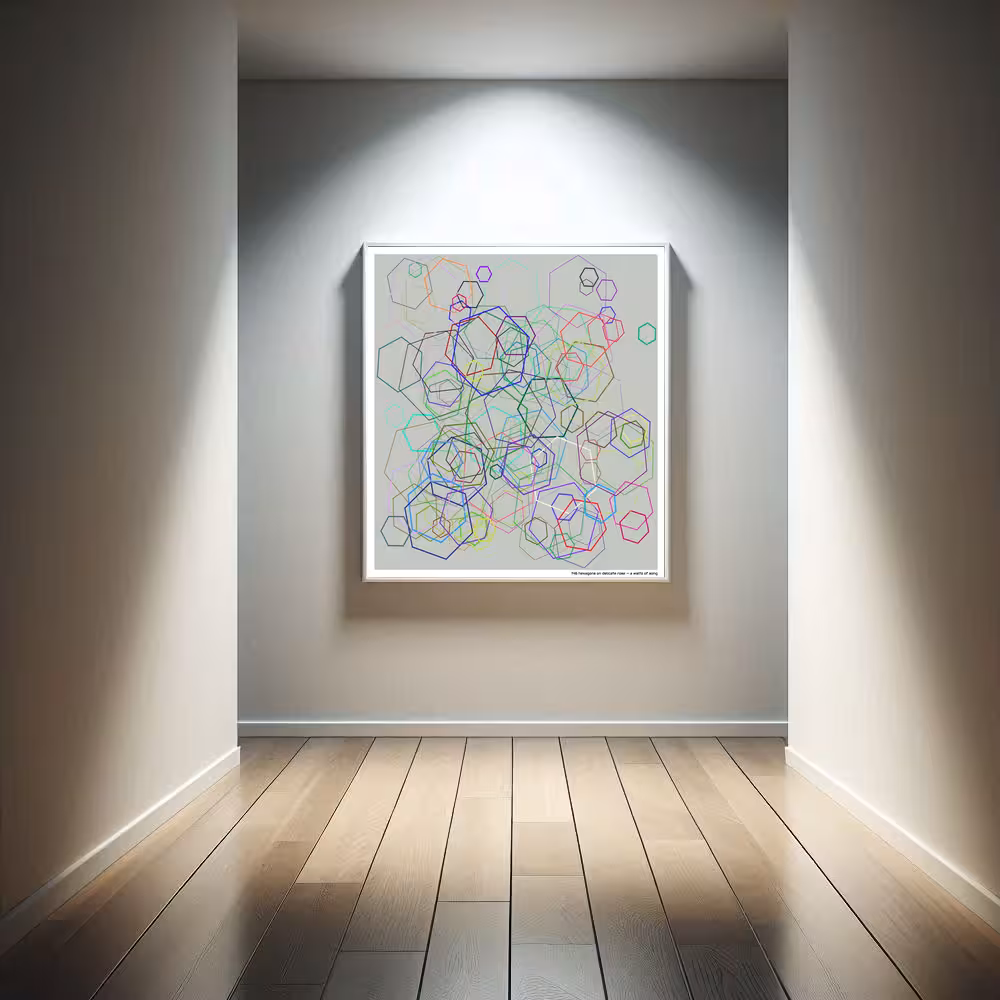 146 hexagons on delicate rose — a waltz of song in room setting