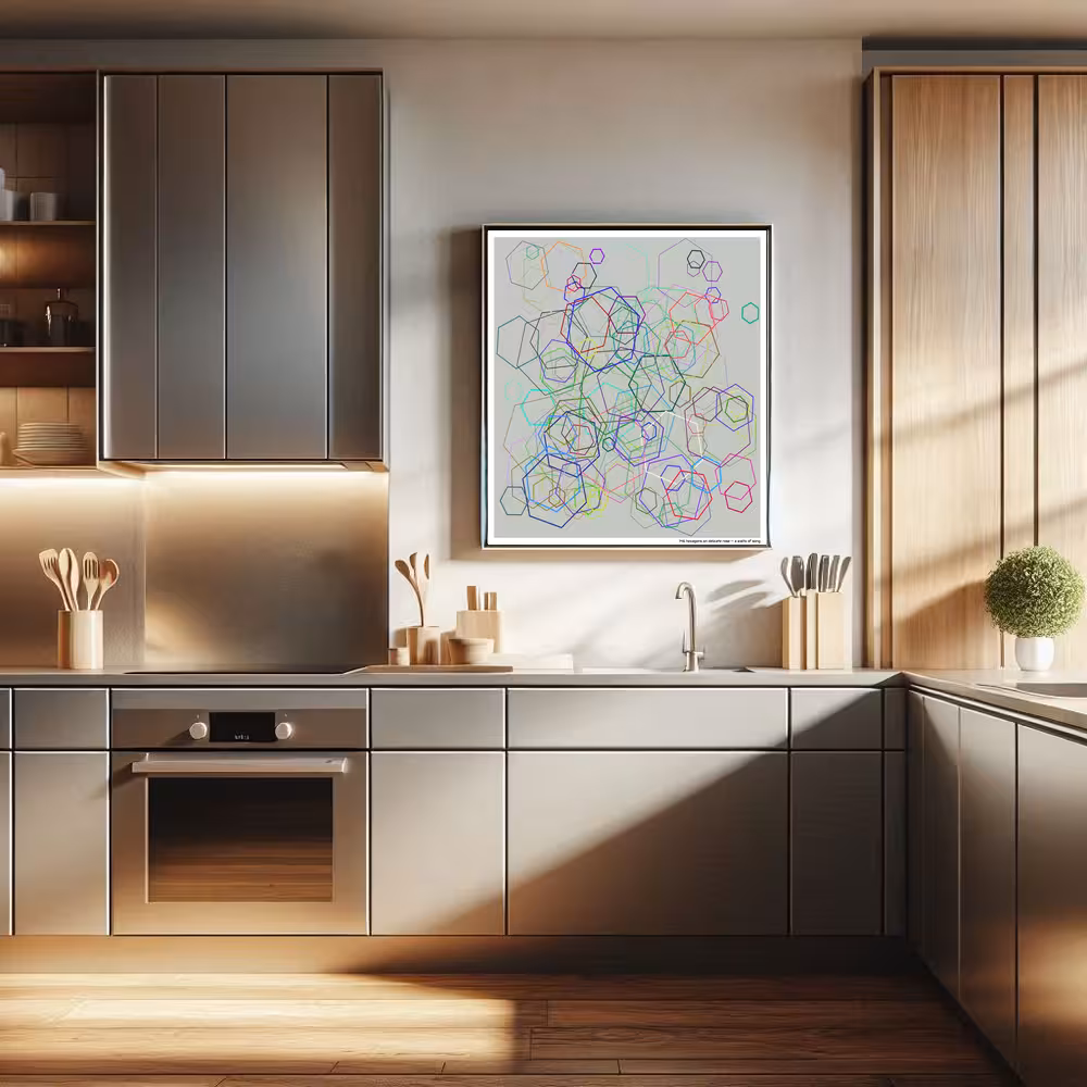 146 hexagons on delicate rose — a waltz of song in room setting