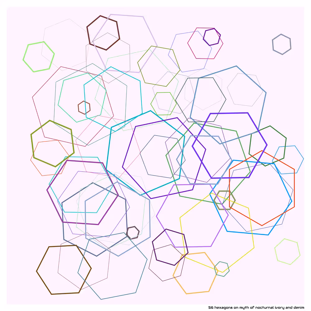 56 hexagons on myth of nocturnal ivory and denim