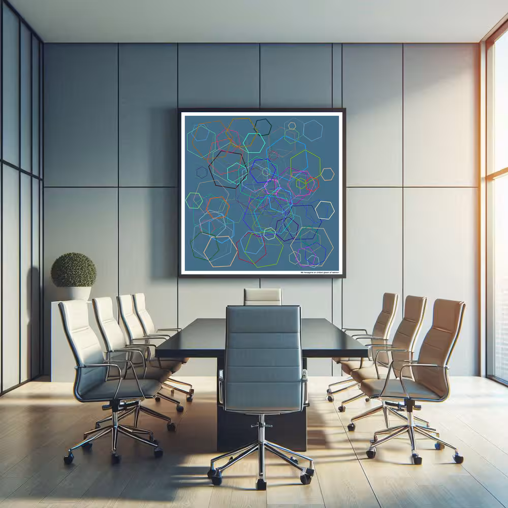 96 hexagons on chilled gleam of salmon in room setting