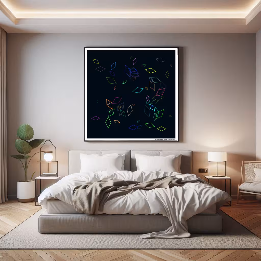 61 lozenges on hollow trace of black in room setting