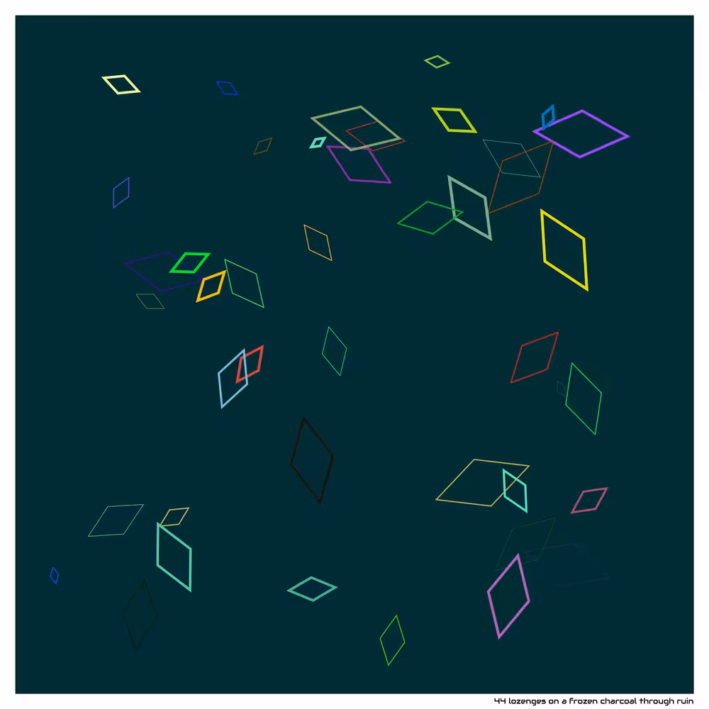 44 lozenges on a frozen charcoal through ruin