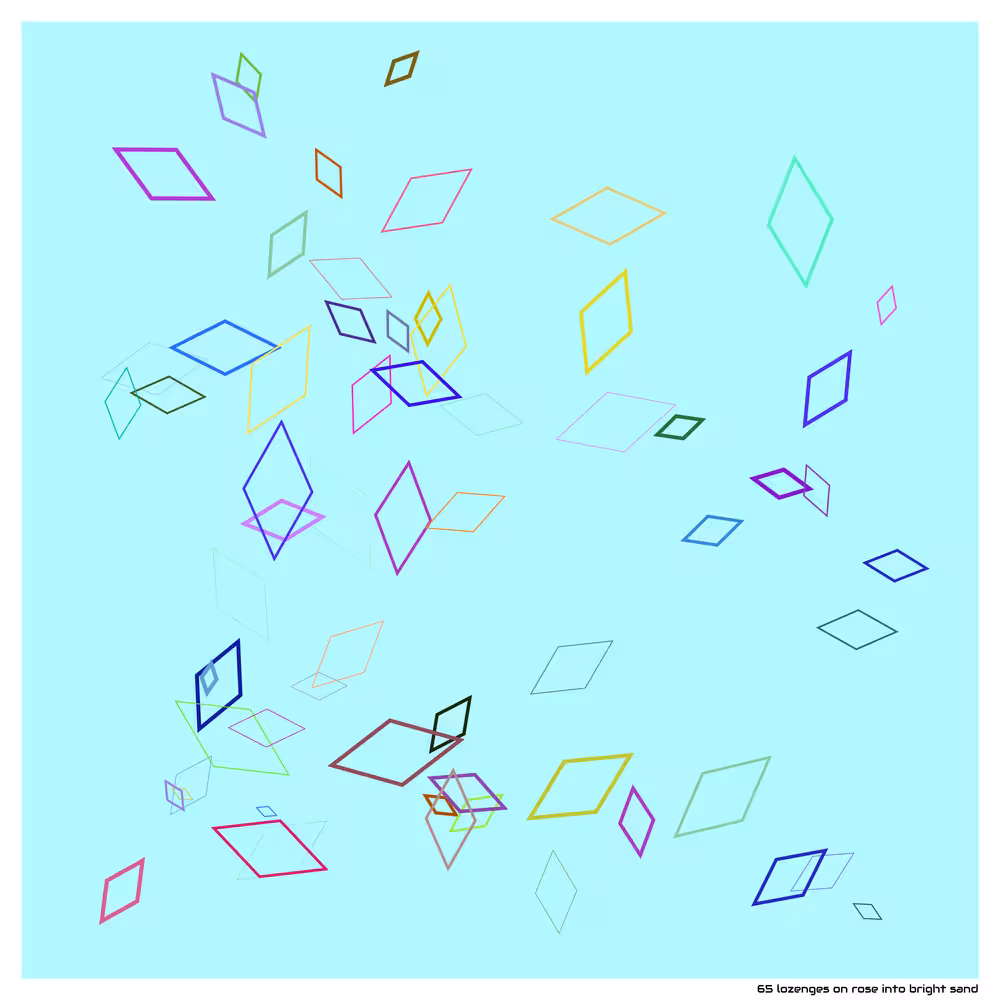 65 lozenges on rose into bright sand