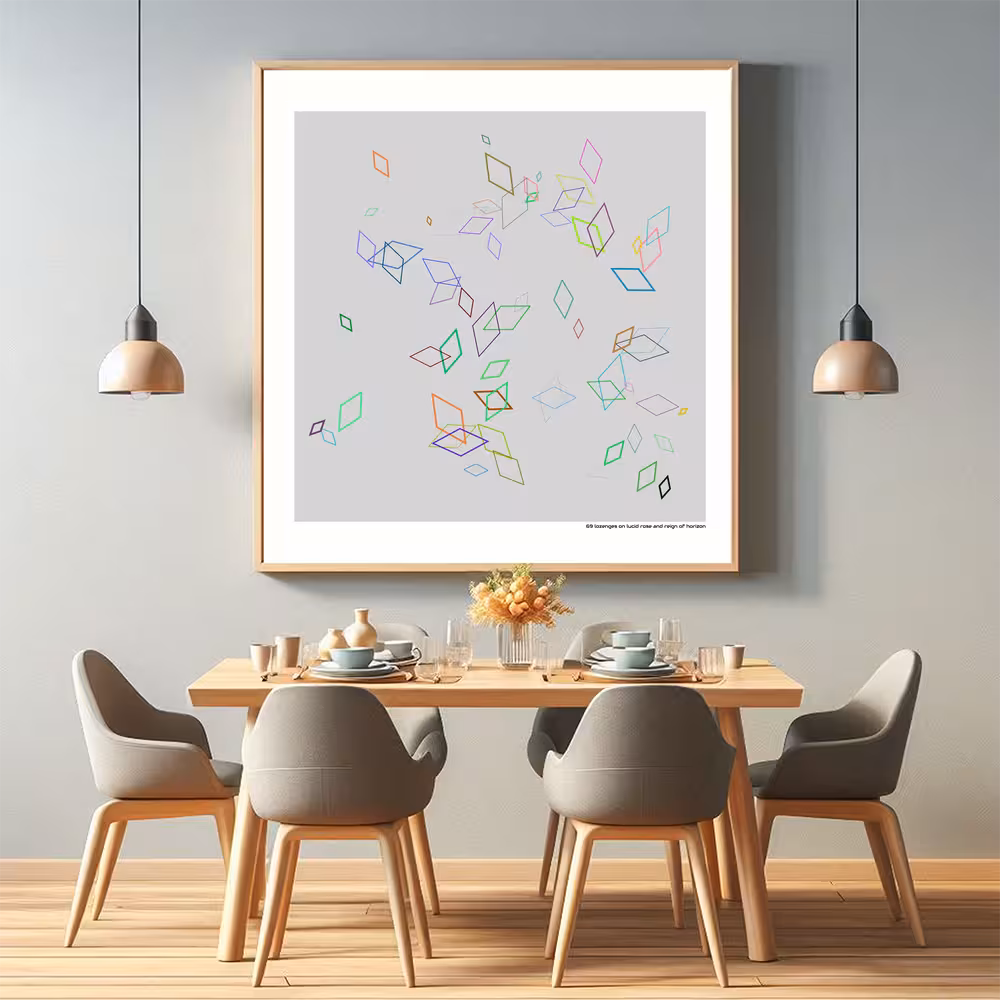 69 lozenges on lucid rose and reign of horizon in room setting