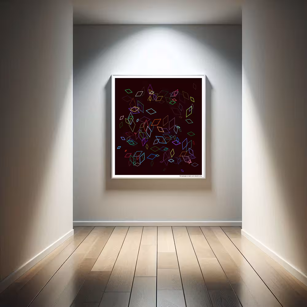 148 lozenges on black over delicate ivory in room setting