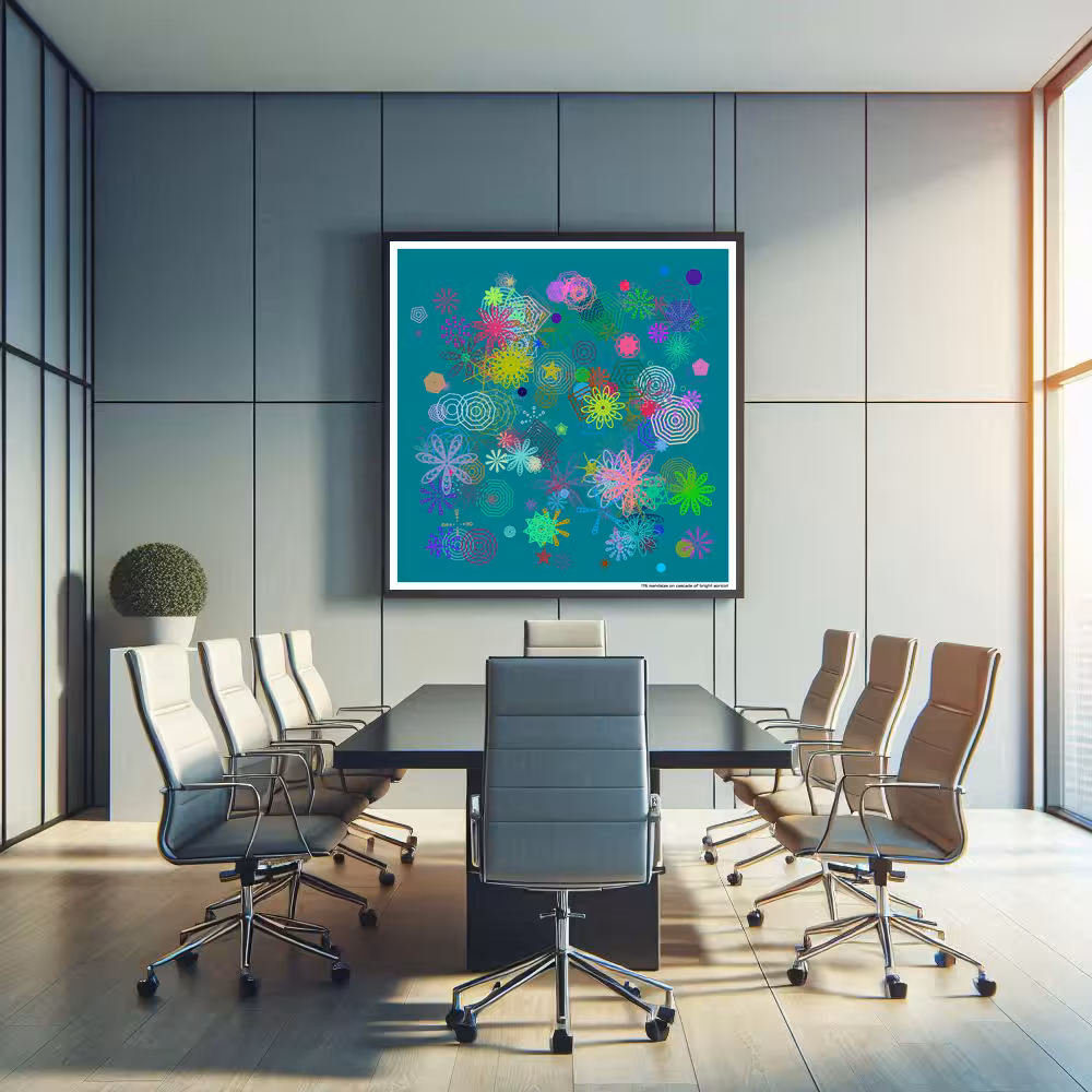 176 mandalas on cascade of bright apricot in room setting