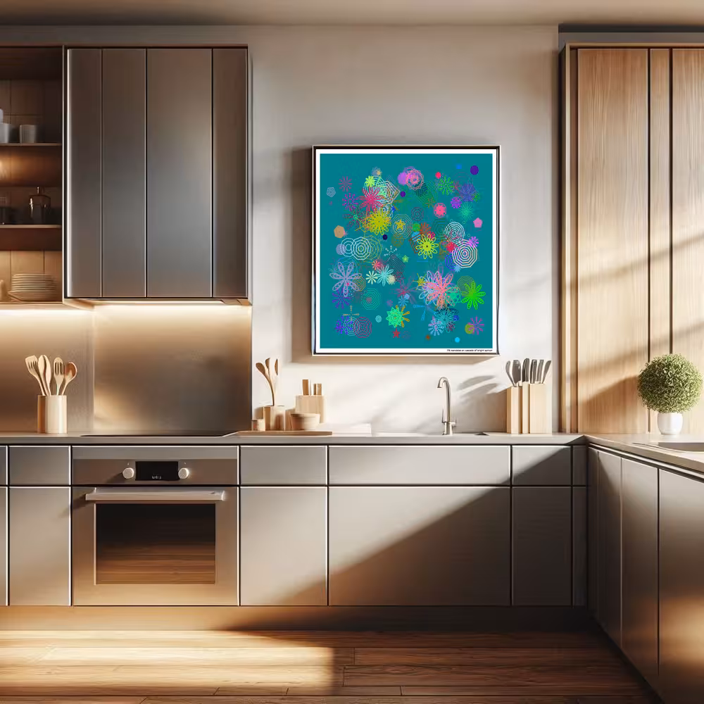 176 mandalas on cascade of bright apricot in room setting