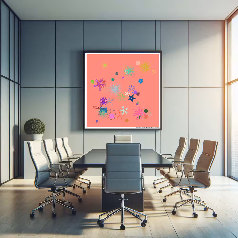 47 mandalas on night of bleached teal and shadow in room setting