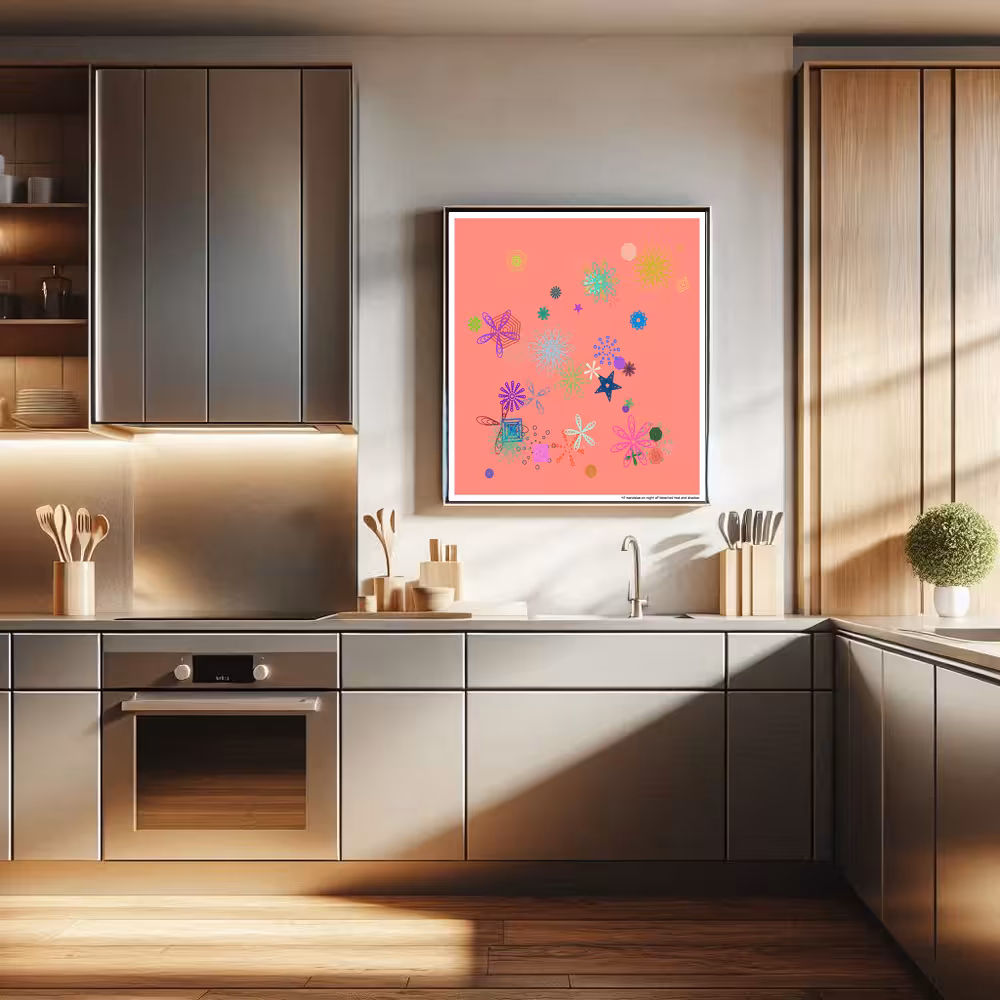 47 mandalas on night of bleached teal and shadow in room setting