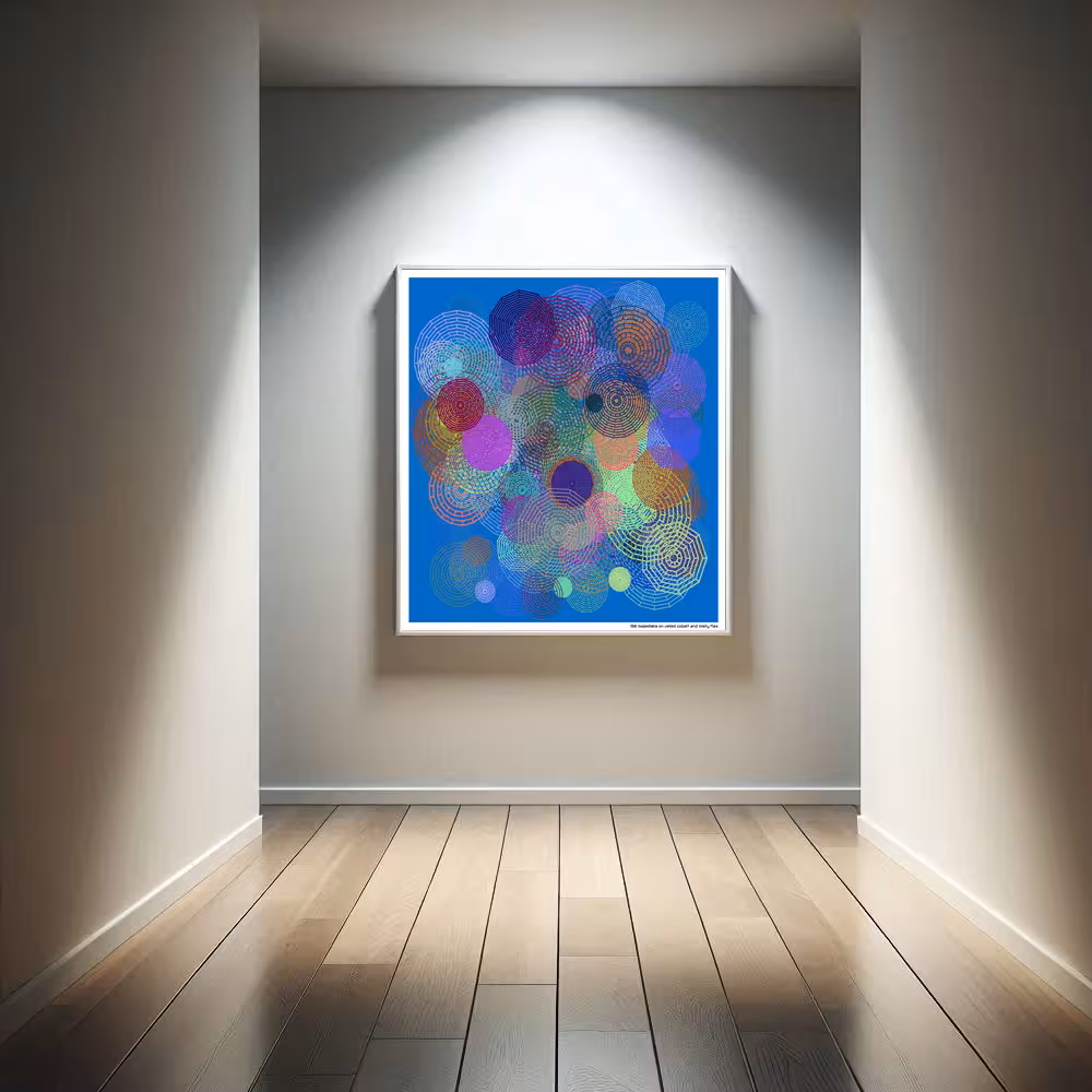 156 mazedisks on veiled cobalt and misty flax in room setting