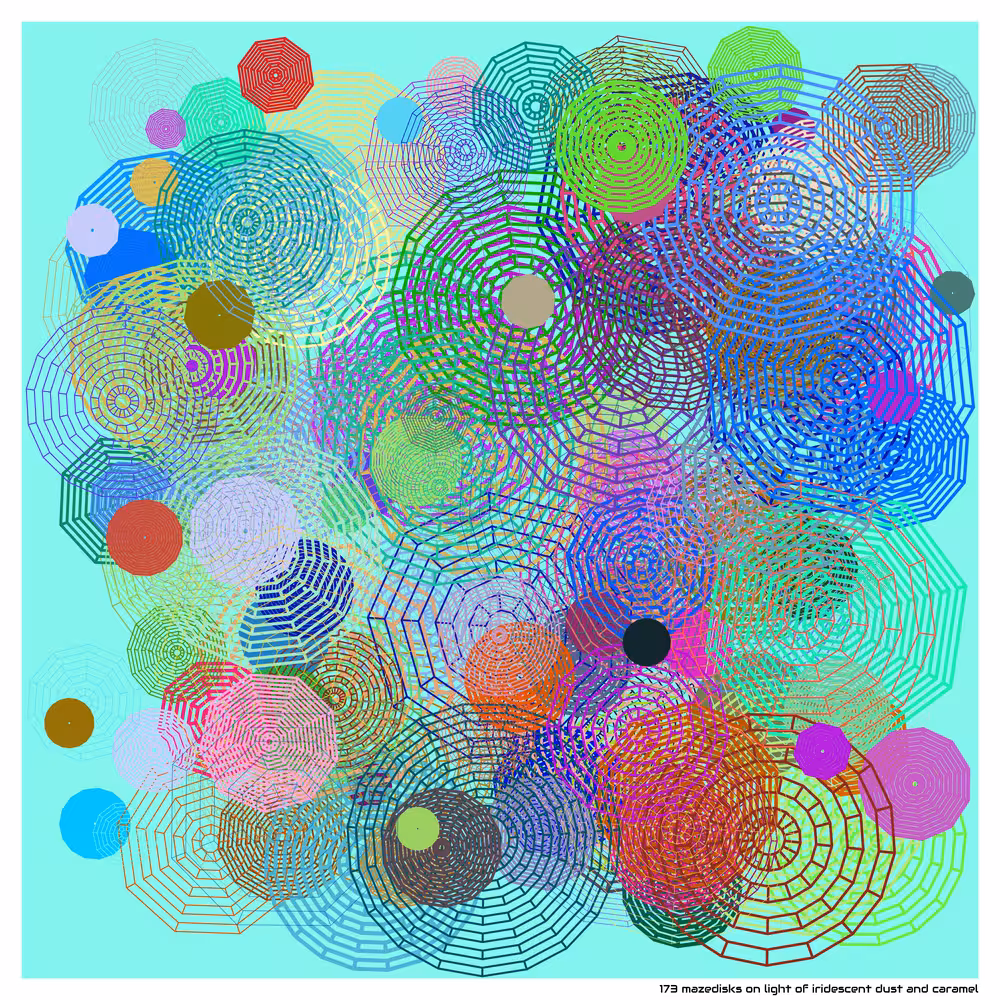 173 mazedisks on light of iridescent dust and caramel