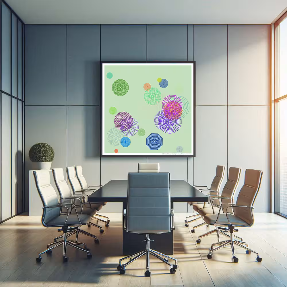 23 mazedisks on fleeting rose and frozen chartreuse in room setting