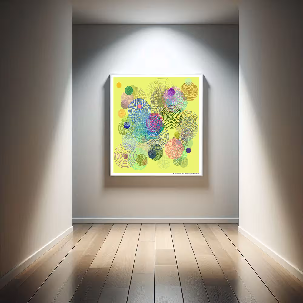 71 mazedisks on star of mellow apricot and black in room setting