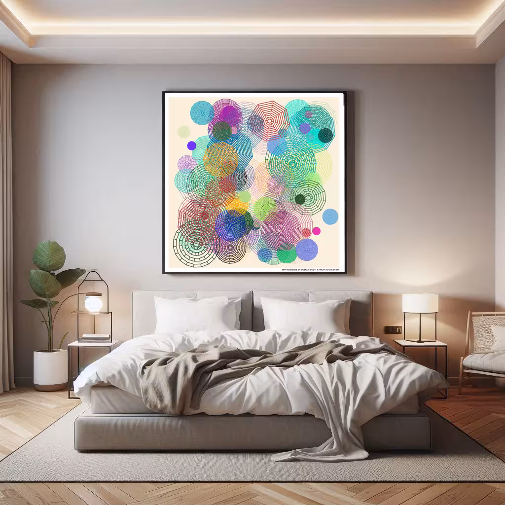 104 mazedisks on dusty ivory — a return of covenant in room setting