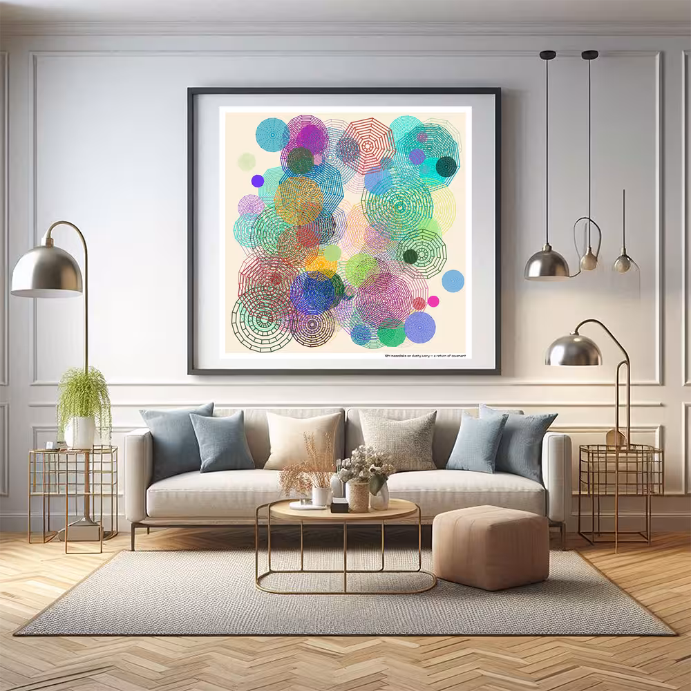 104 mazedisks on dusty ivory — a return of covenant in room setting