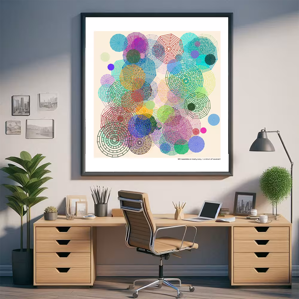 104 mazedisks on dusty ivory — a return of covenant in room setting