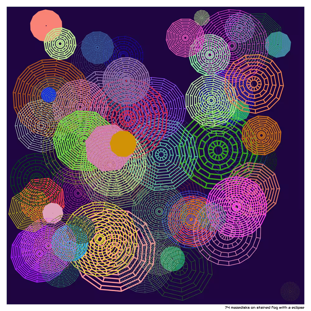 74 mazedisks on stained fog with a eclipse