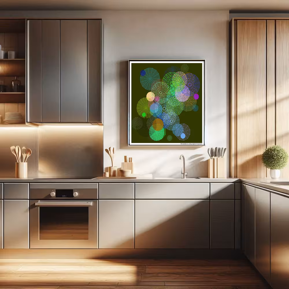 50 mazedisks on a smoky magenta through light in room setting