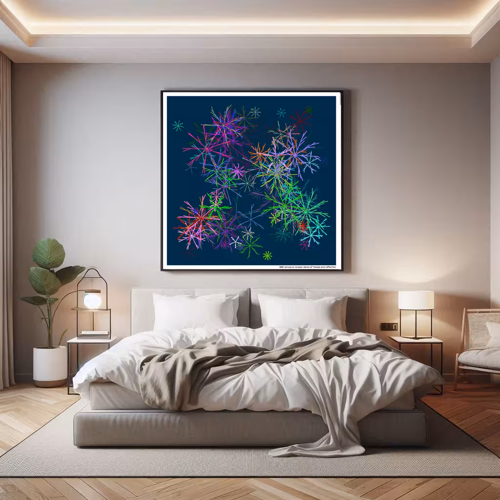 100 nerves on broken denim of temple and reflection in room setting