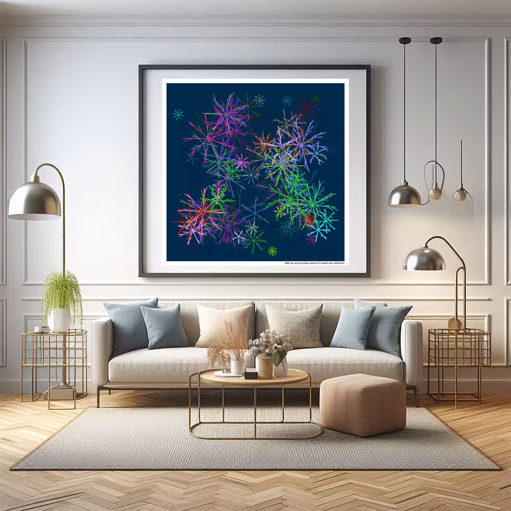 100 nerves on broken denim of temple and reflection in room setting