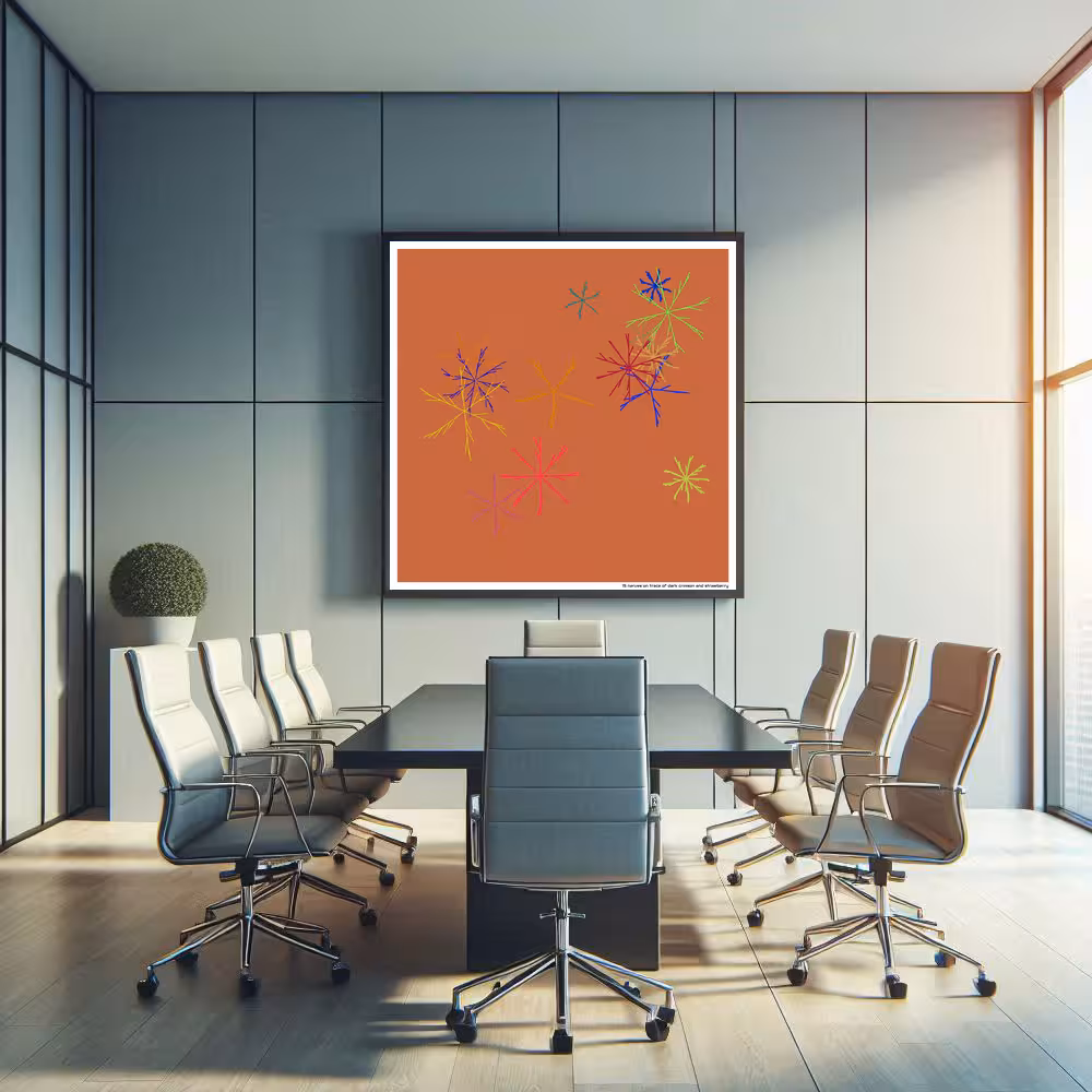 15 nerves on trace of dark crimson and strawberry in room setting