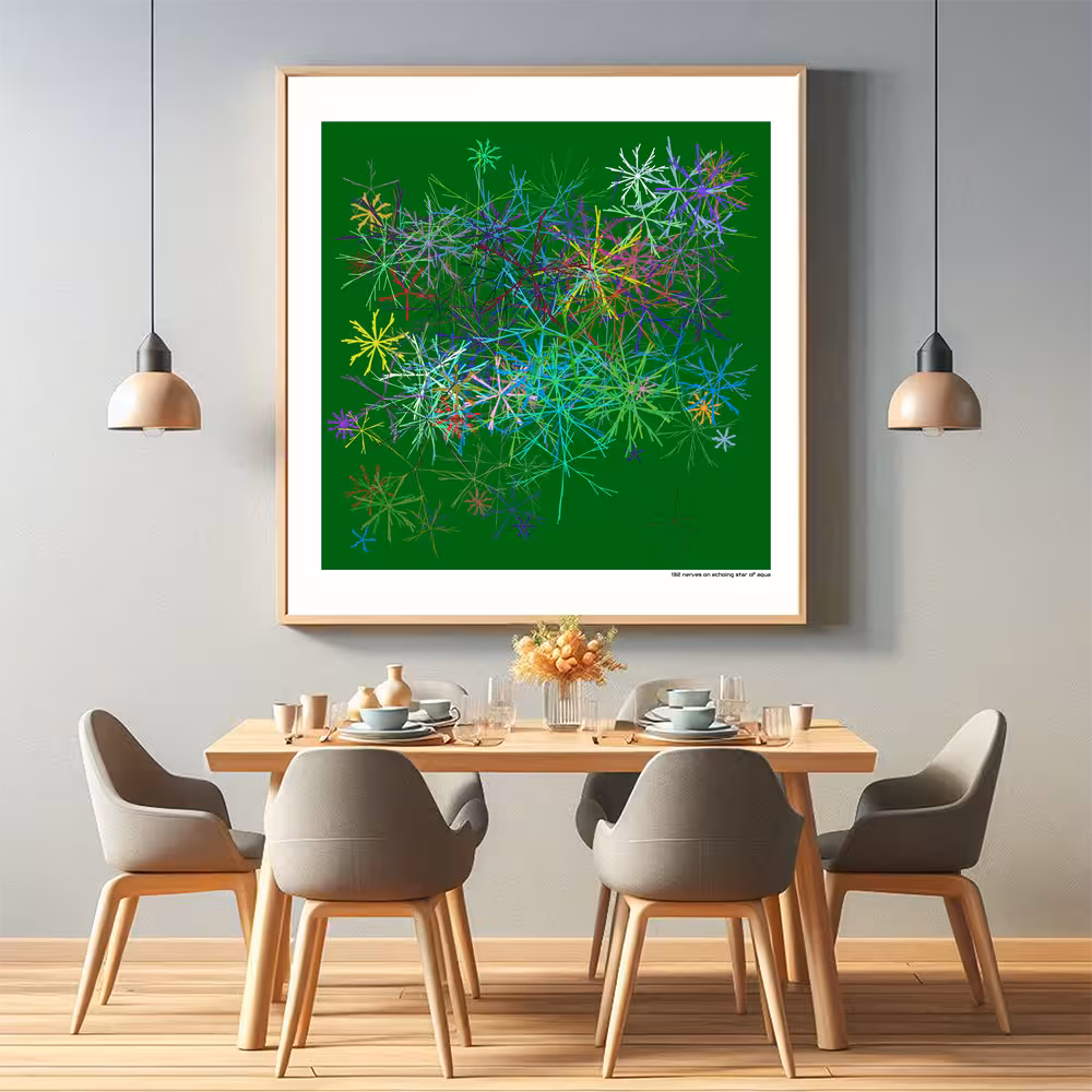 132 nerves on echoing star of aqua in room setting