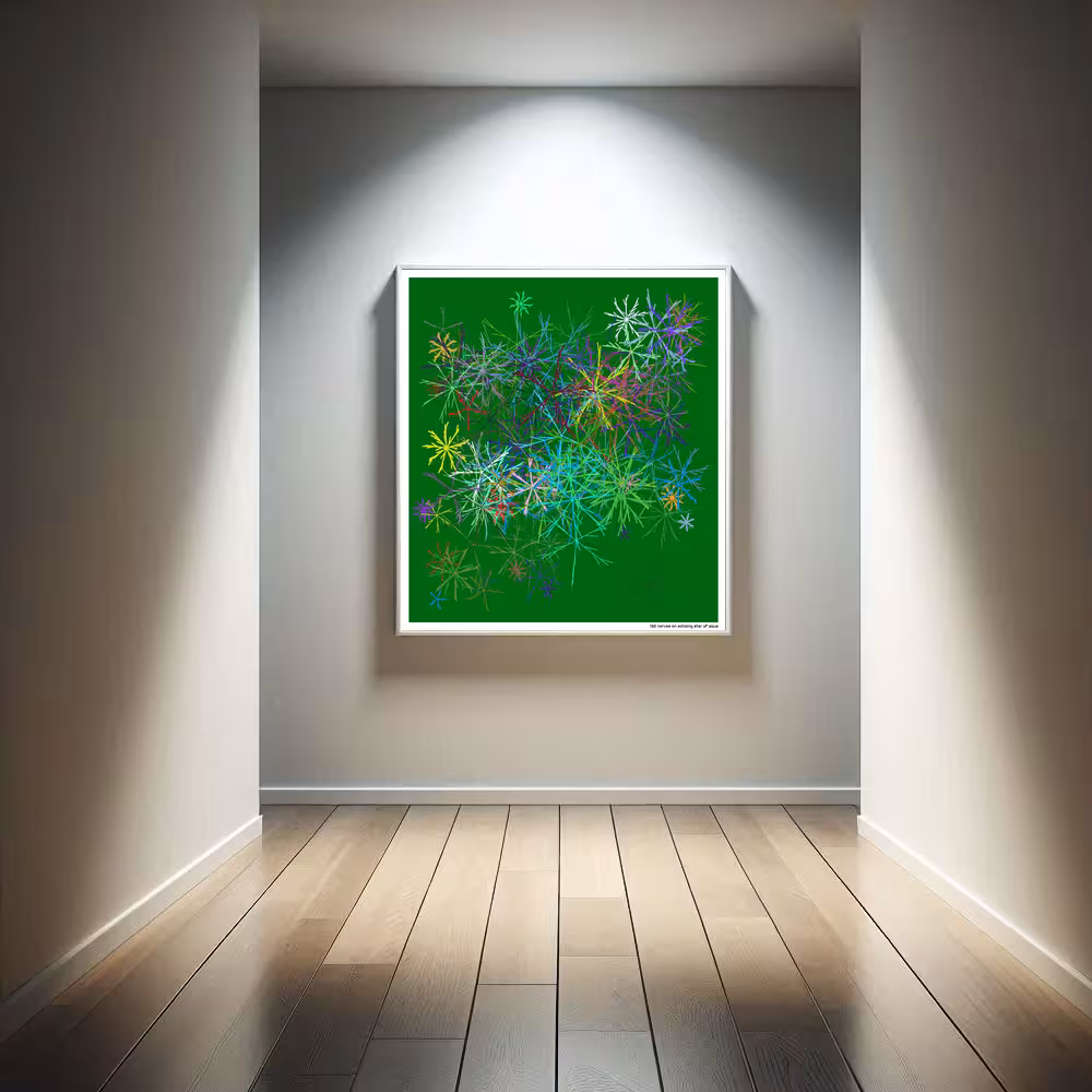 132 nerves on echoing star of aqua in room setting