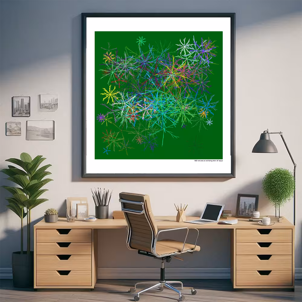 132 nerves on echoing star of aqua in room setting