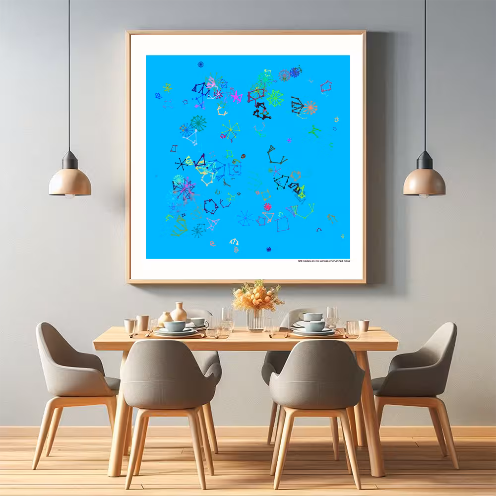 129 nodes on ink across enchanted moss in room setting