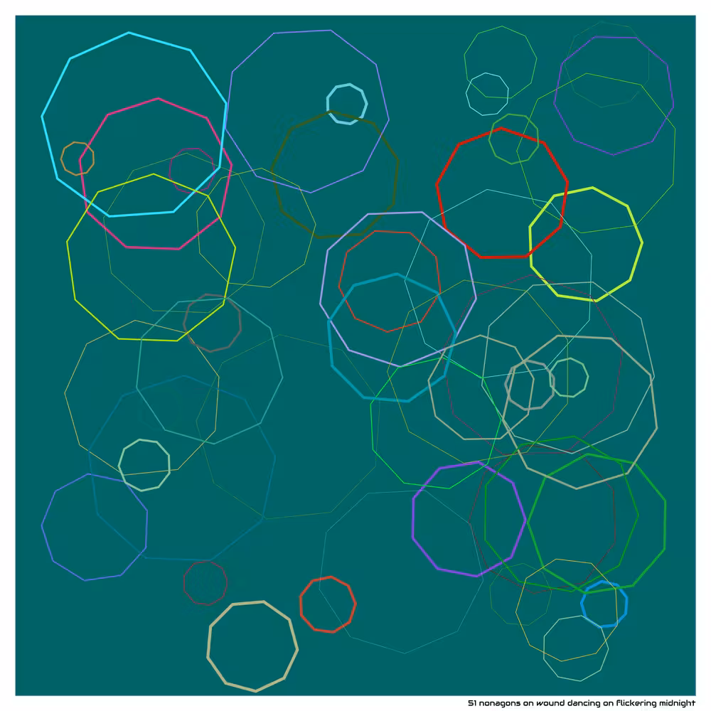 51 nonagons on wound dancing on flickering midnight