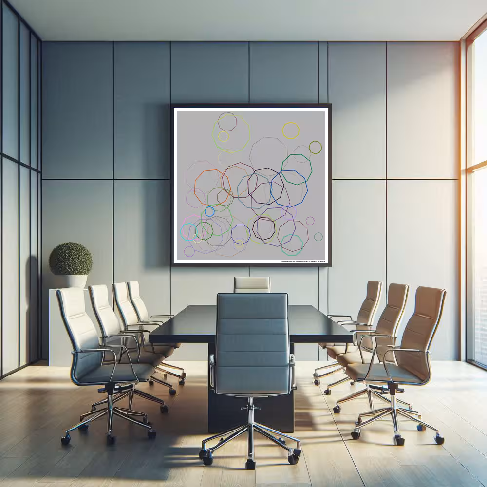 53 nonagons on dancing gray — a waltz of spire in room setting