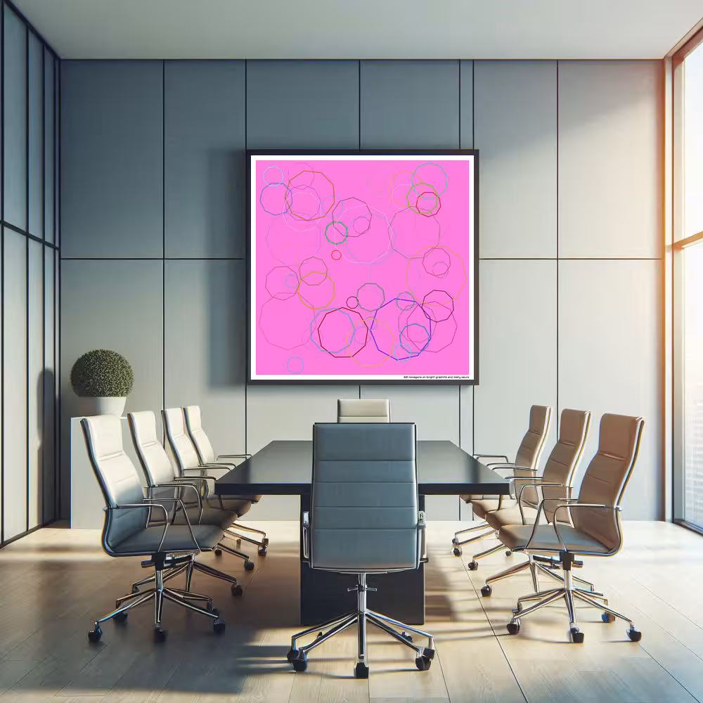 60 nonagons on bright graphite and misty azure in room setting