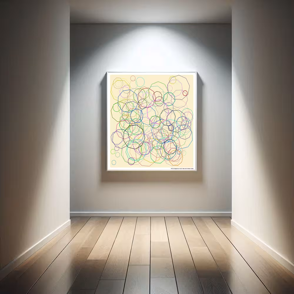 145 nonagons on dull rose and hollow moss in room setting