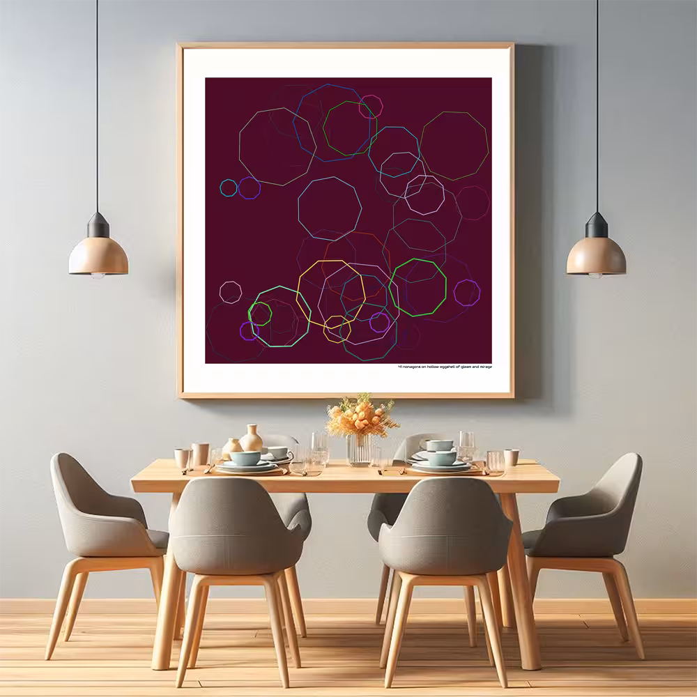 41 nonagons on hollow eggshell of gleam and mirage in room setting