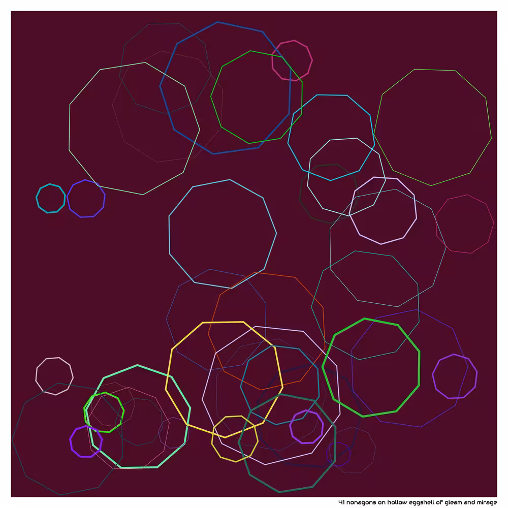 41 nonagons on hollow eggshell of gleam and mirage