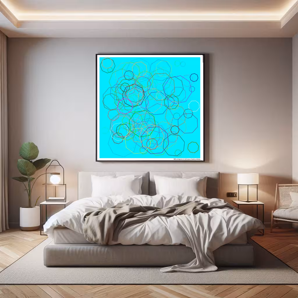 105 octagons on dull aqua chasing melody in room setting