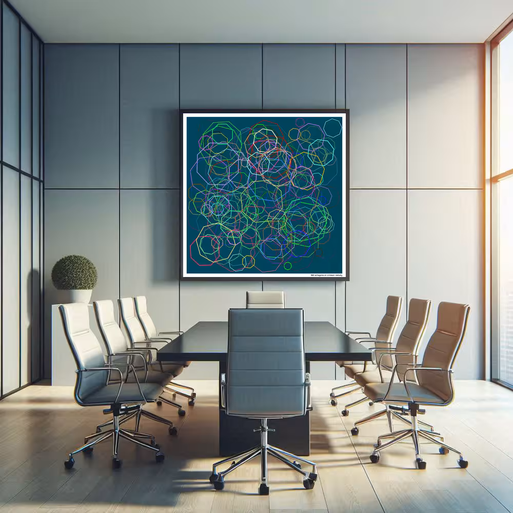 182 octagons on crimson melody in room setting