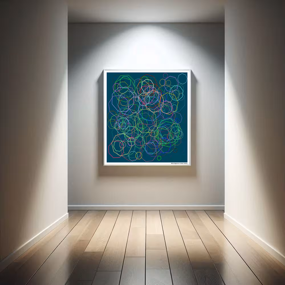 182 octagons on crimson melody in room setting