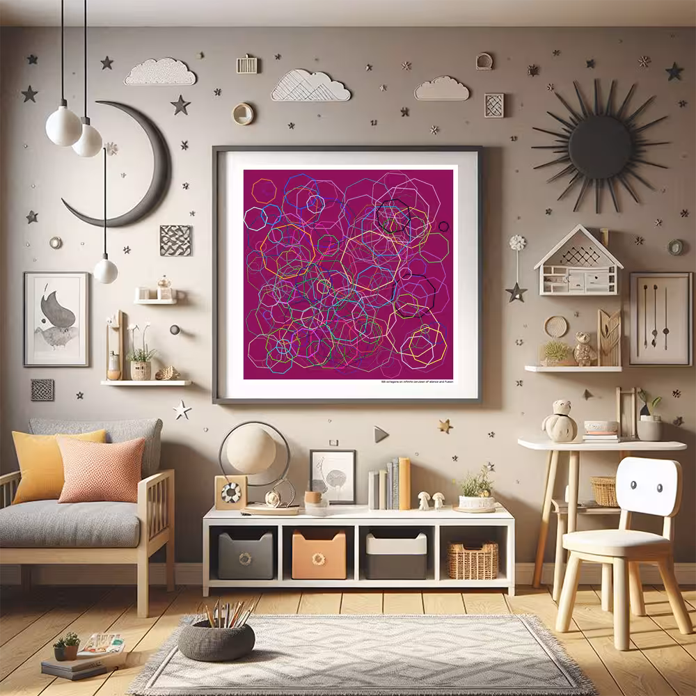 155 octagons on infinite cerulean of silence and fusion in room setting