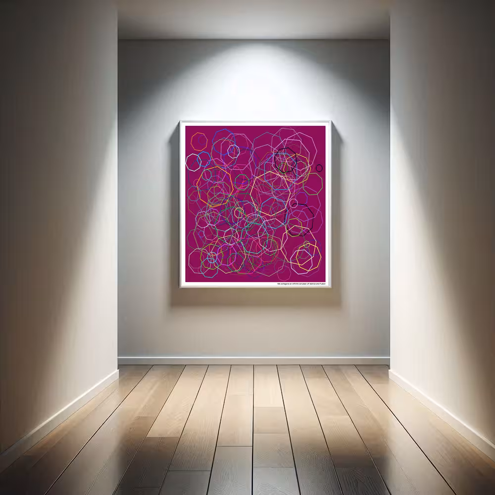 155 octagons on infinite cerulean of silence and fusion in room setting