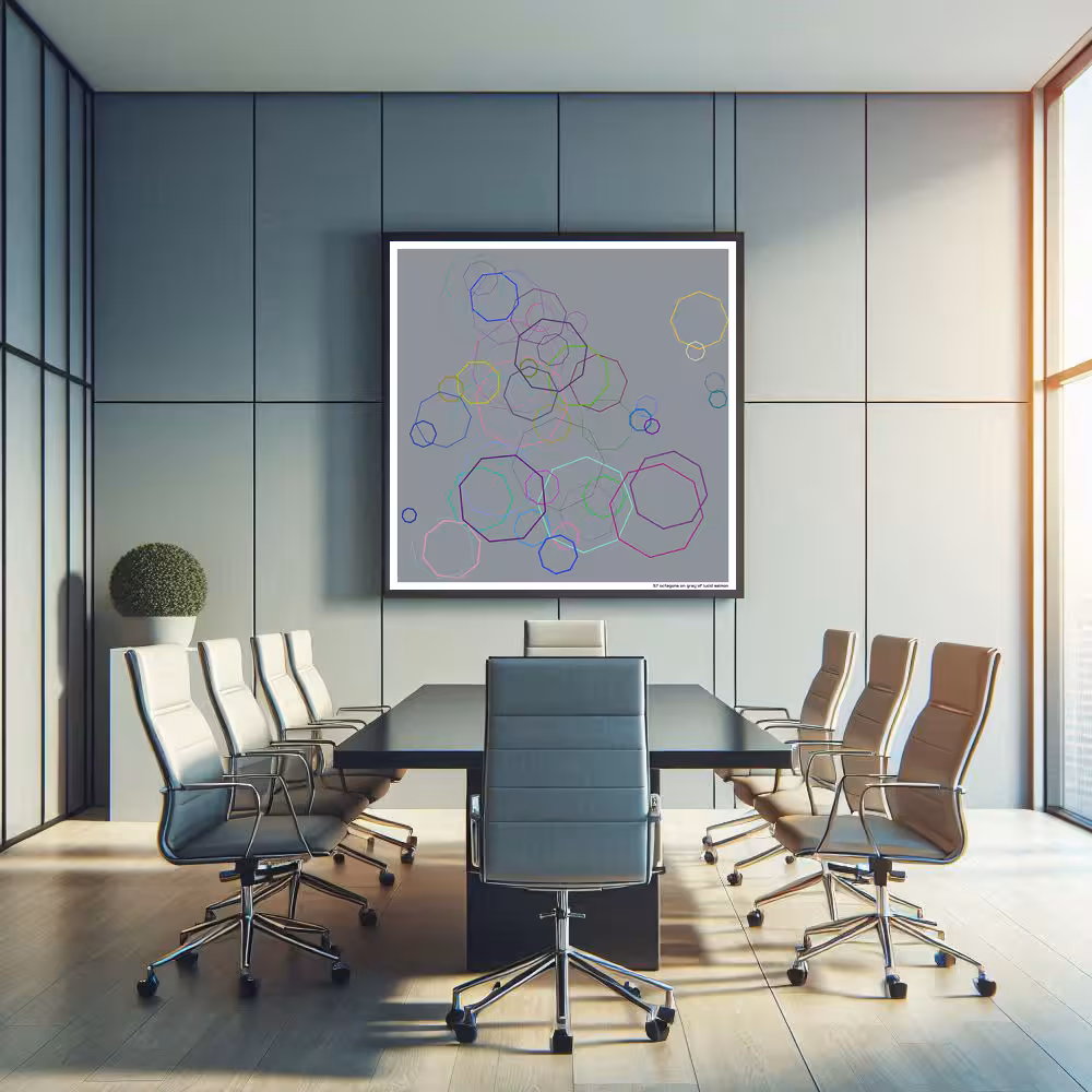 57 octagons on gray of lucid salmon in room setting