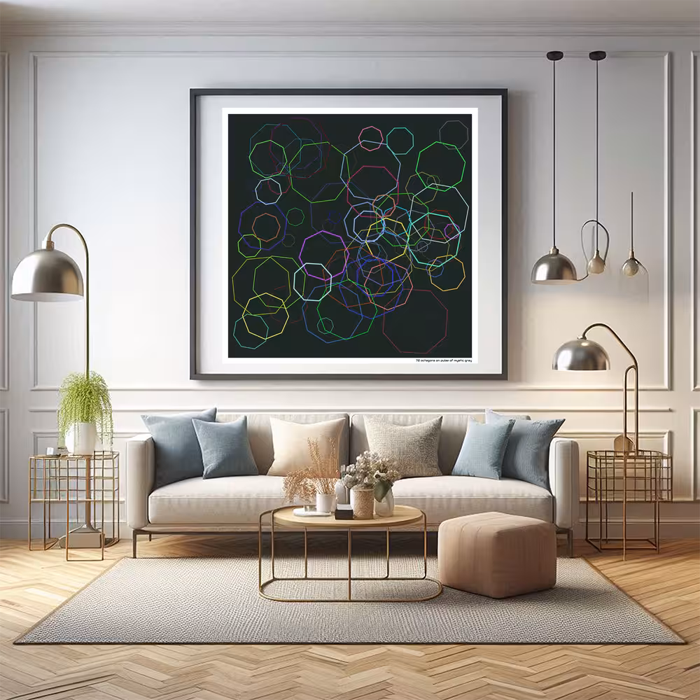 72 octagons on pulse of mystic gray in room setting