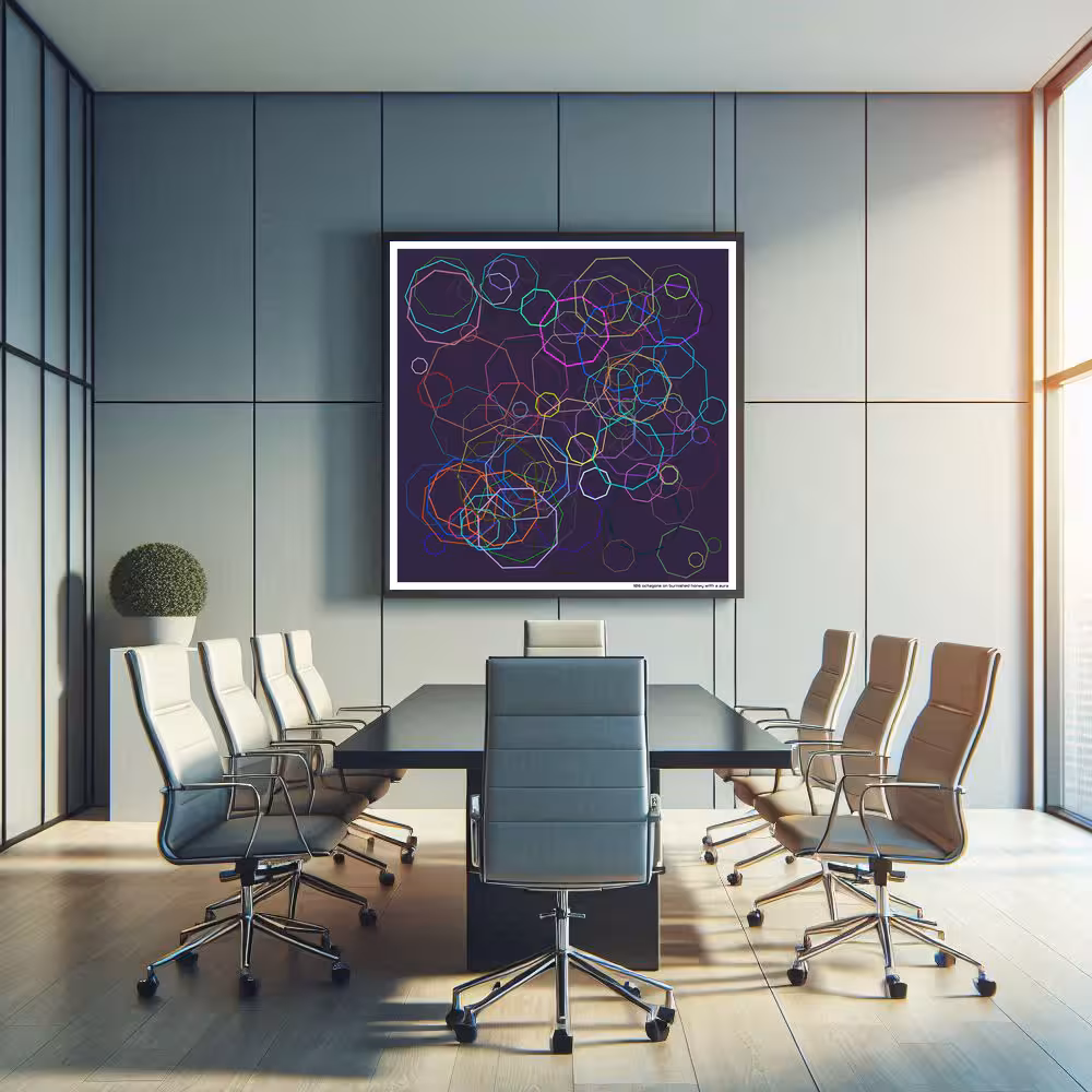 106 octagons on burnished honey with a aura in room setting