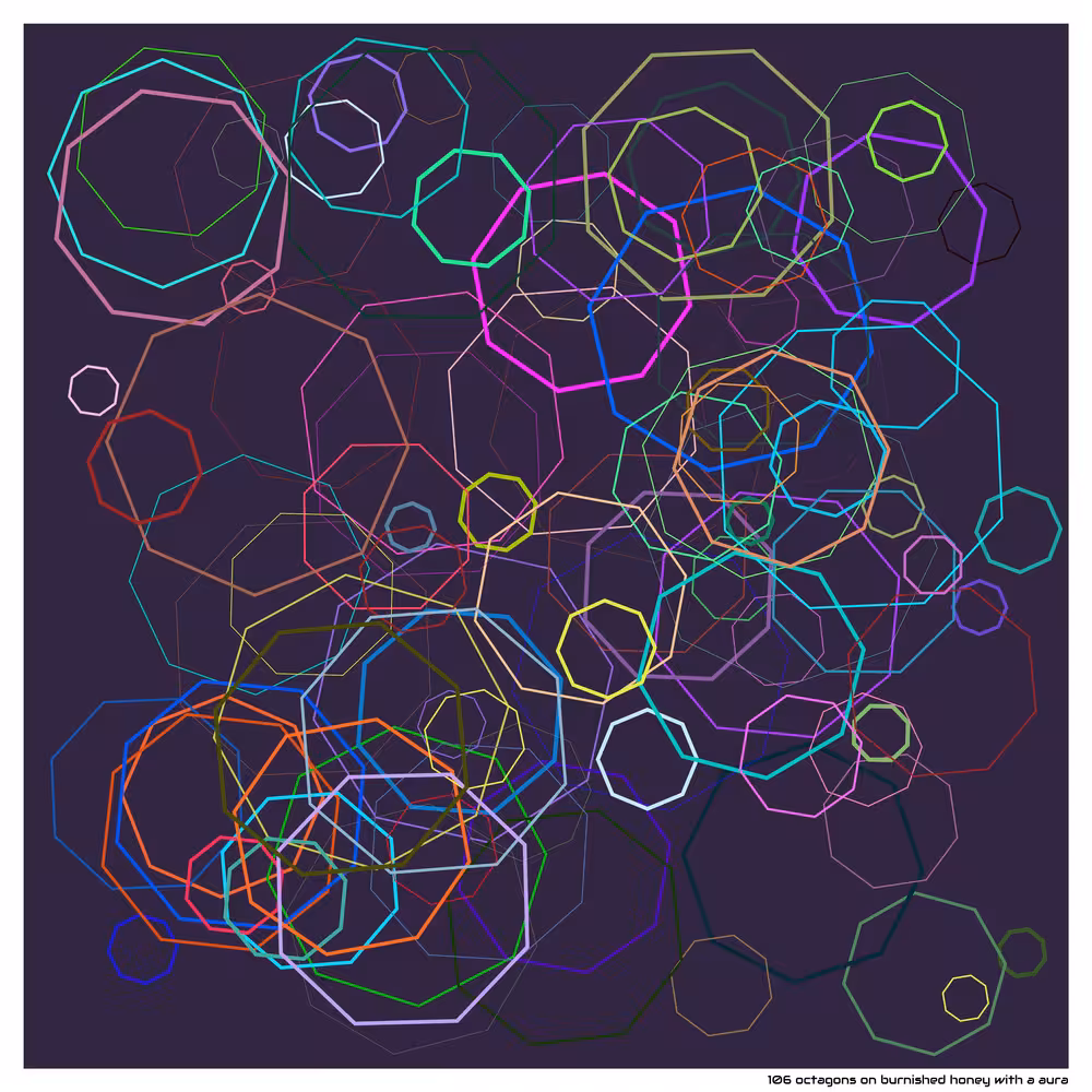 106 octagons on burnished honey with a aura